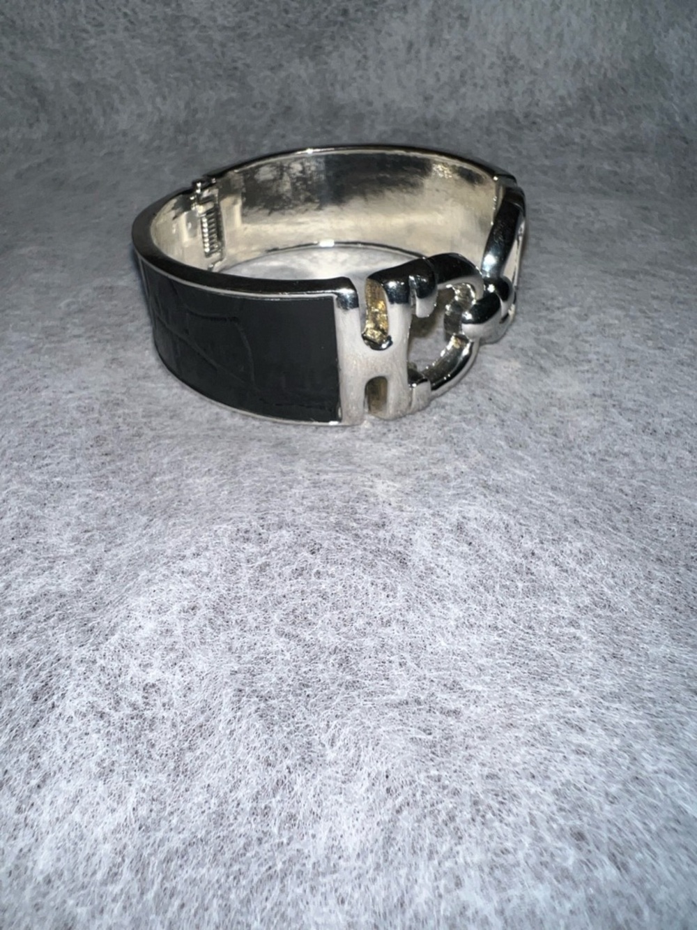 Unk Silver-Tone Horsebit Bangle Bracelet
